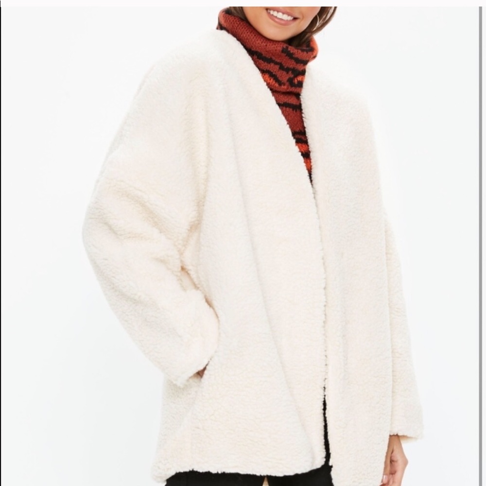 Missguided beige teddy coat